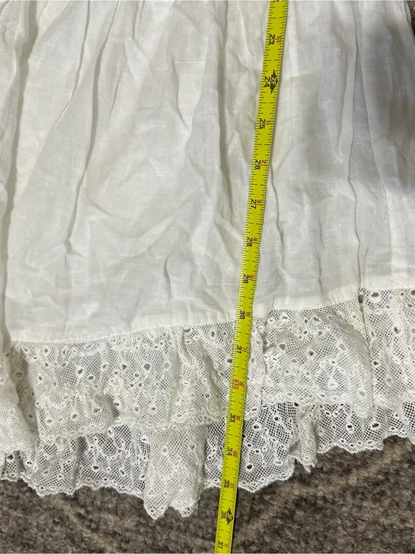 Zara Women’s Size M White Cotton Lace Trim Lined Spaghetti Strap Mini Slip Dress - Image 8