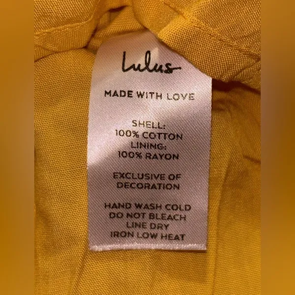 Lulus Mustard Yellow 100% Cotton Flowy/Gauzy Lightweight Mini Dress - Size M NWT - Image 8
