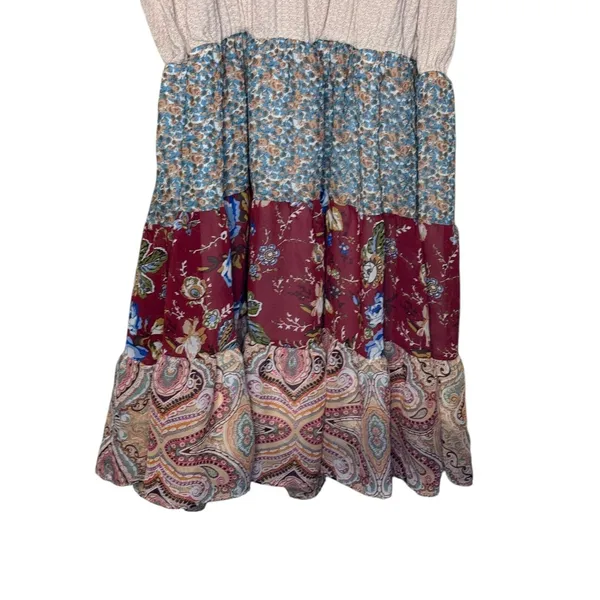 Umgee Women's Dress Tank Lined Floral Boho Tiered Waffle‎ Knit Scoop Neck Large - Image 11
