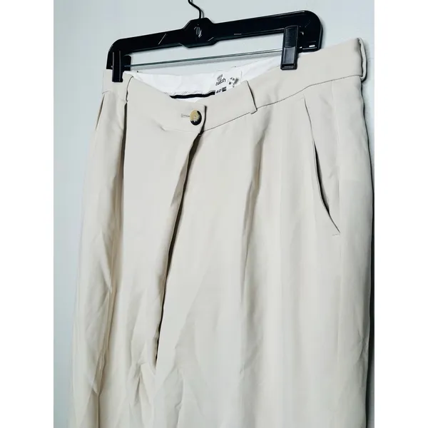 BA&SH Off-White Crepe Pleated Front Zipper Oxford Style Shen Pants Size US 8 - Image 6