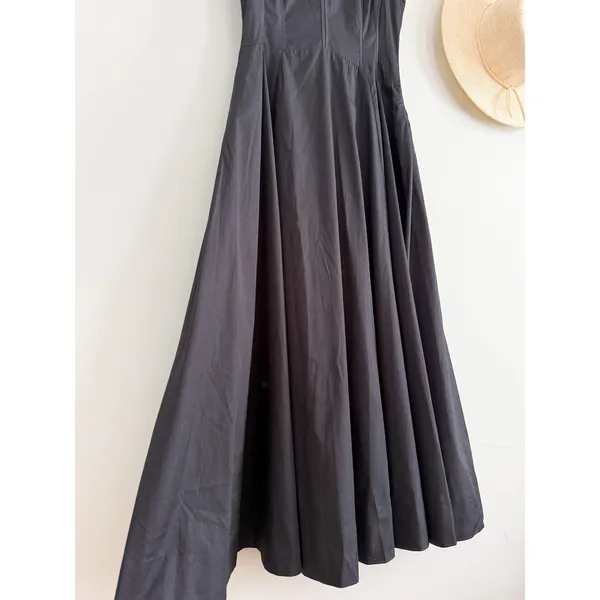 Madewell | NWT V-Neck Circle Midi Dress Black | Sz 2 - Image 6