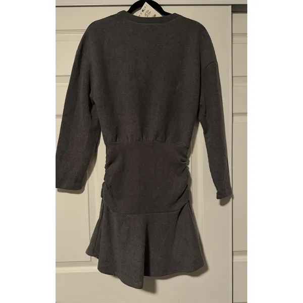 Zara Gray‎ Ribbed Knit Sweater Mini Dress Blend Chunky Structured Tik Tok Flaw - Image 2