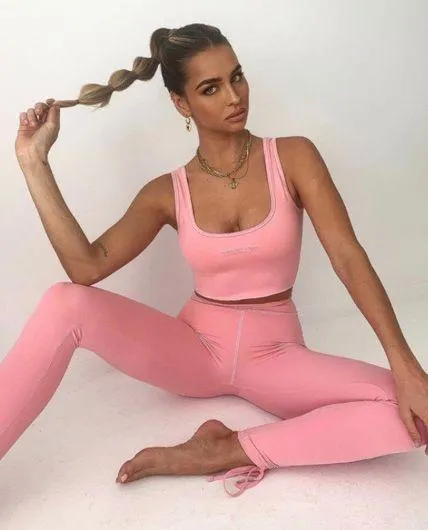 Tiger Mist Pink Ruched Leggings - Image 3