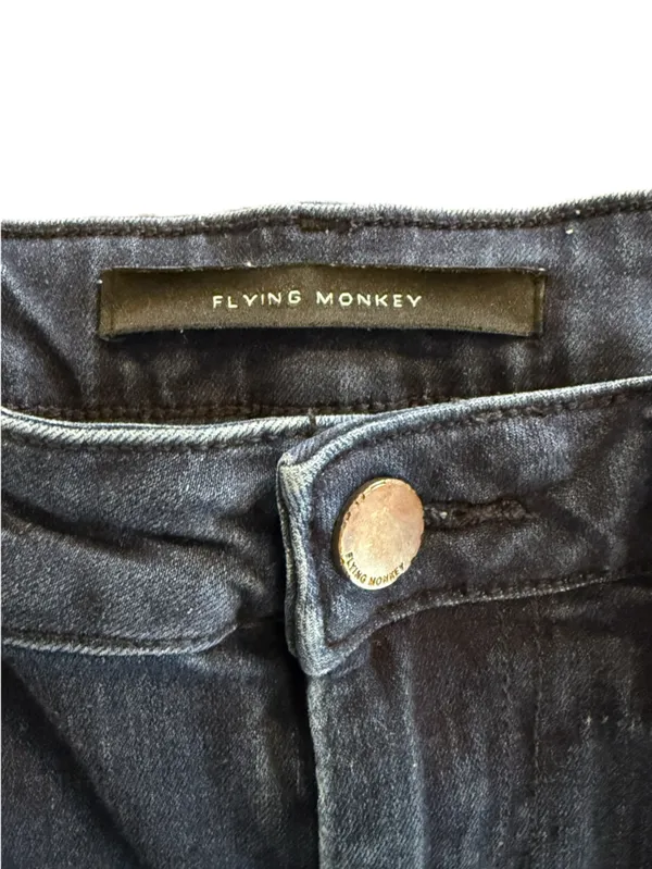 Flying Monkey High Rise Flare Jeans Women’s Size 25 Dark Wash Raw Hem Stretch - Image 6