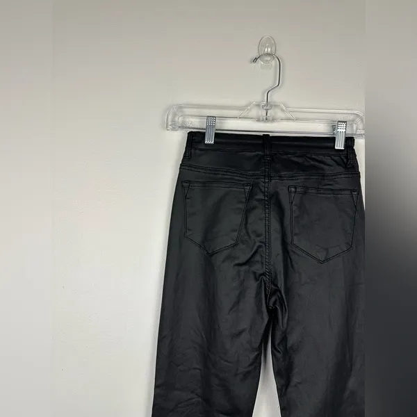Edikted Womens Pants Size S Black‎ Faux Leather High Rise Wide Leg Flared - Image 7