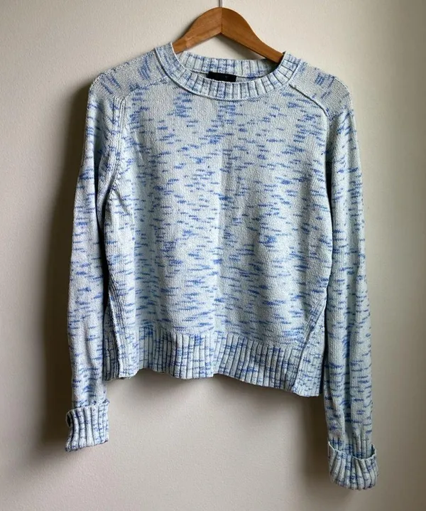 J.Crew Speckled Cotton Sweater (Sz XL) Sky Cabana Space Dye Blue - Image 2