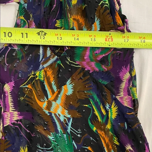 Anthropologie Crane Bird Print Tiered Mini Dress Tunic Top Women's Size L - Image 6