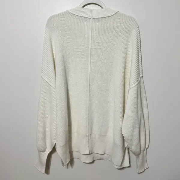 Nwt Aerie White Pullover Sweater Size Medium Oversized Ribbed Knit Crewneck - Image 4