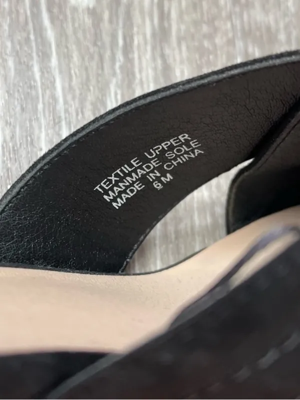 Ann Taylor Factory Black Suede Slip On Block Heel Sandals Heels Size 6 - Image 7