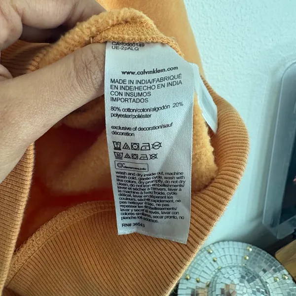 Calvin Klein Womens Orange Quarter Zip‎ Cropped Fleece Sweatshirt XS CAR0000149 - Image 8