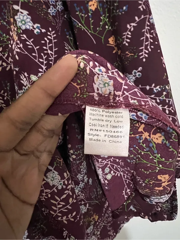Fun2fun Women Medium Purple Floral 3/4 Sleeve Boho Indie Whimsigoth Cottage Top - Image 4