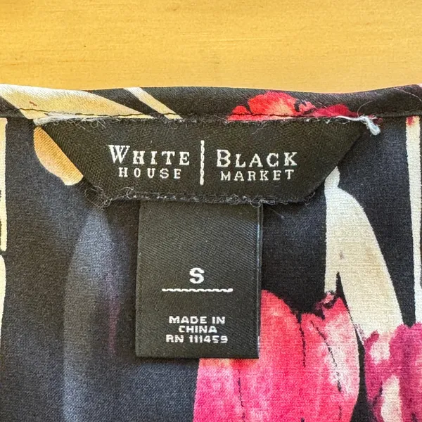 White‎ House Black Market Silk Blend Floral Lace Trim Camisole Top Black Pink Sm - Image 7