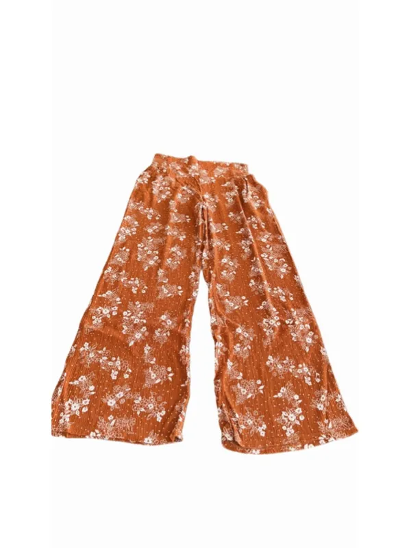 THREE DOTS TO Rust Floral Wide Leg Palazzo Pants - Size M - Image 5