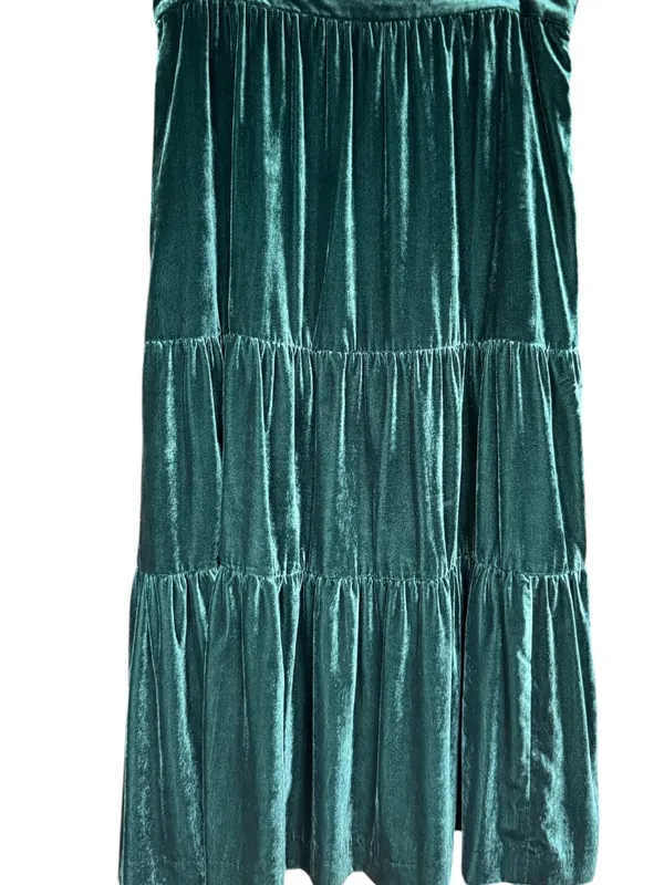 Boden Green Viv Velvet Tiered Maxi Skirt‎ Sz 14 - Image 5