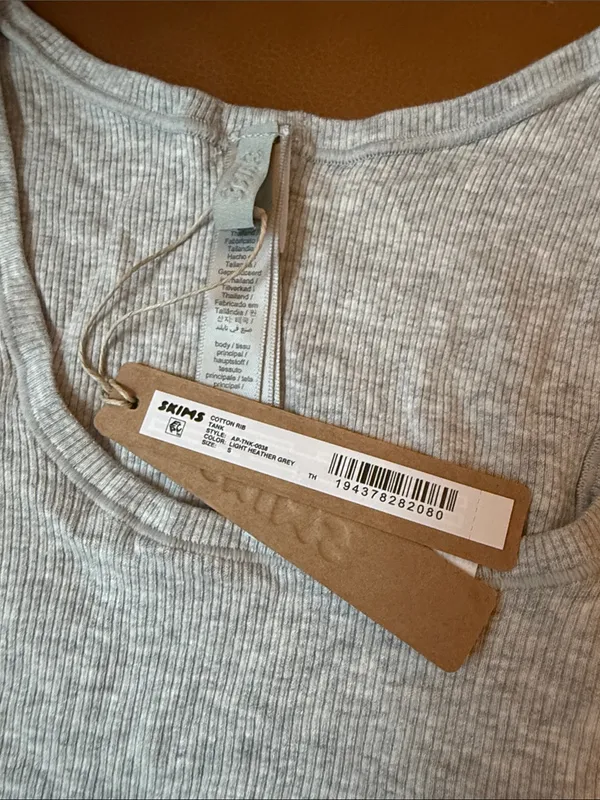 Skims Cotton Rib Tank Heather grey S (C4) NWT - Image 2