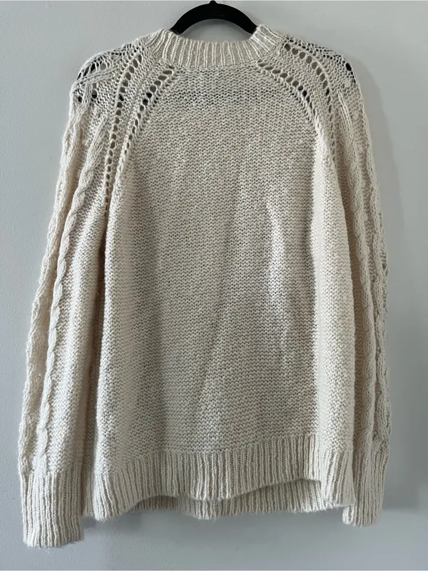 J Crew Cream Chunky Knit Alpaca Wool Blend Cable Knit Sweater Medium Oversized - Image 6