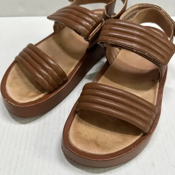 Madewell Emmalee Sandals Womens Size 9 39.5 Brown NW037 Quilted Strap Platform - Image 8