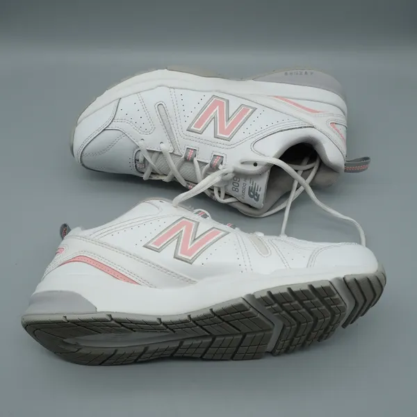New Balance 608 v5 Sneakers 10.5 Women 9 Men White Pink Leather WX608WP5 - Image 6