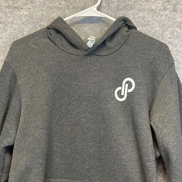 POSHMARK Hoodie Sweatshirt Women's Large Charcoal Gray Pocket Long Sleeve Fleece - Image 2