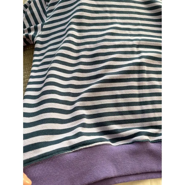 ANRABESS Striped Oversized Purple Blue Long Sleeve Sweatshirt Large - Image 6