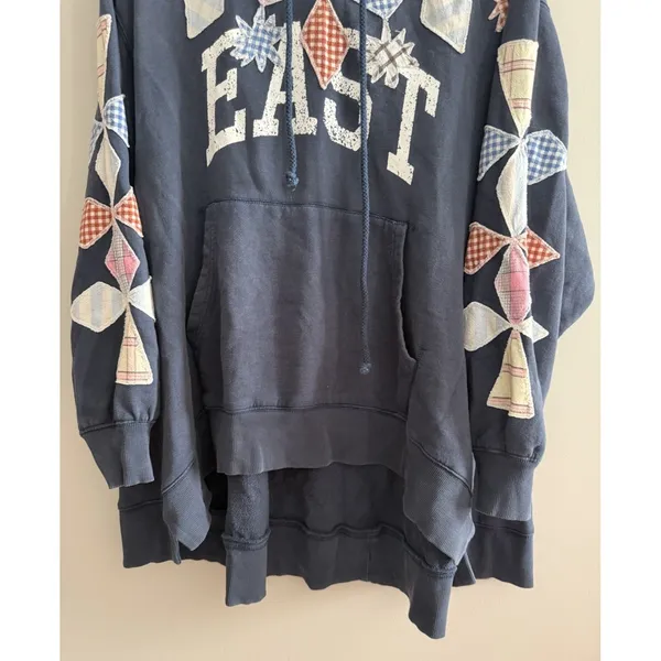 Free People Saint Sweatshirt Hoodie Tunic Top Embroidered Oversized‎ Size Small - Image 5