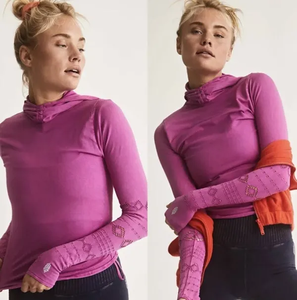Free People Good Karma Hoodie Pink Magenta - Image 2
