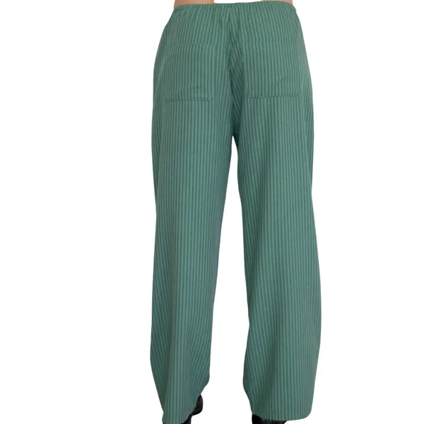 Things Between Green & Gray Stripe Wide Leg Relaxed Fit Sienna Pull On Pants - Image 3