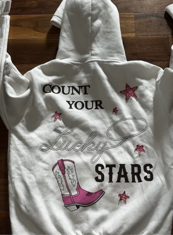 Altar’d State Cream Hooded Star Sweatshirt - Image 2