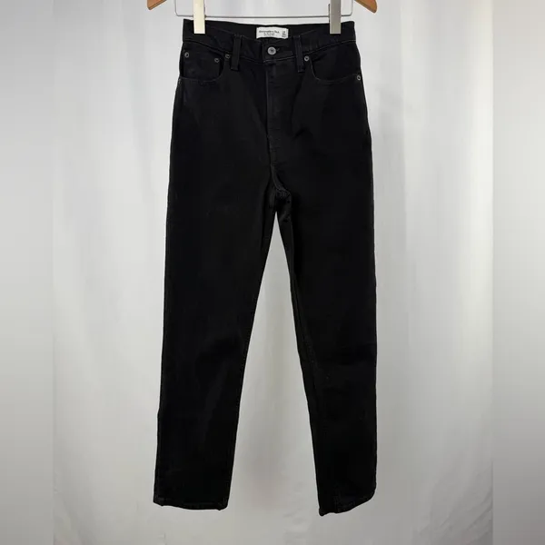 Abercrombie & Fitch Ultra High‎ Rise 90s Straight Jean in Black Size 24 or 00 - Image 5