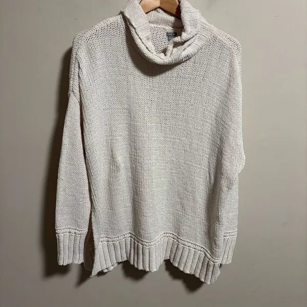 Aerie Chenille Oversized Turtleneck Sweater Ivory Cream- Size Medium - Image 3