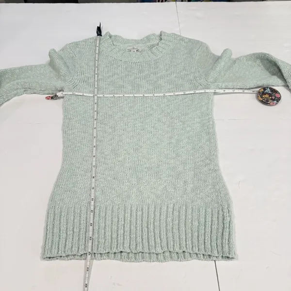 LL Bean Signature Blue Green Cotton‎ Ragg Crewneck Pullover Sweater Size XS - Image 6