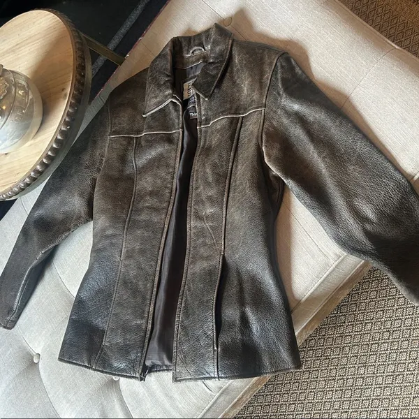 Pelle Studio Wilson’s Leather Thinsulate 3M 100% Brown Leather Acid Washed - Image 2