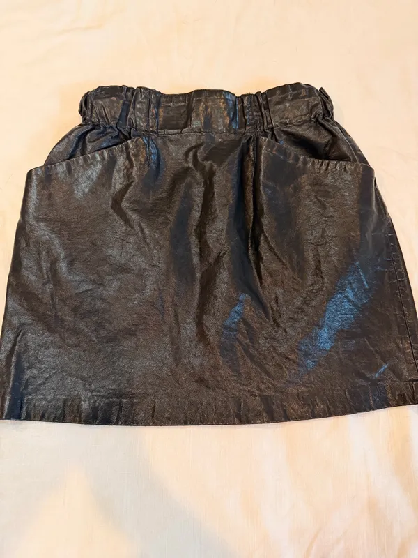 Zara Basic Black Faux Leather Paperbag Waist Mini Skirt XS - Image 2