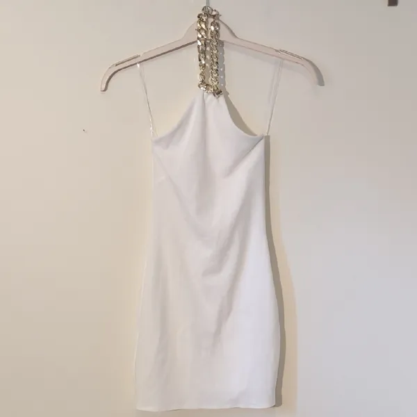 NWT Nookie Sz XS Scandal White Chain Halter Scuba Mini Party Dress Bridal Sexy - Image 3