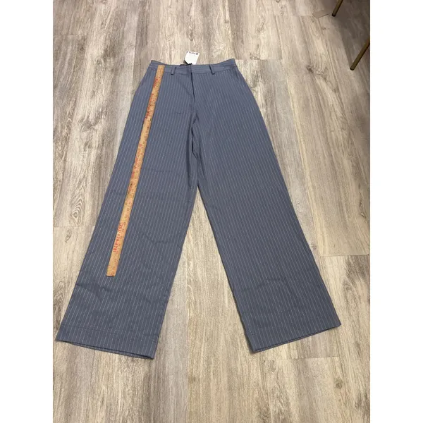 Noli Zurich Trouser Blue Gray Pinstripe Wide Leg Dress Pants Size 8 Women's New - Image 6