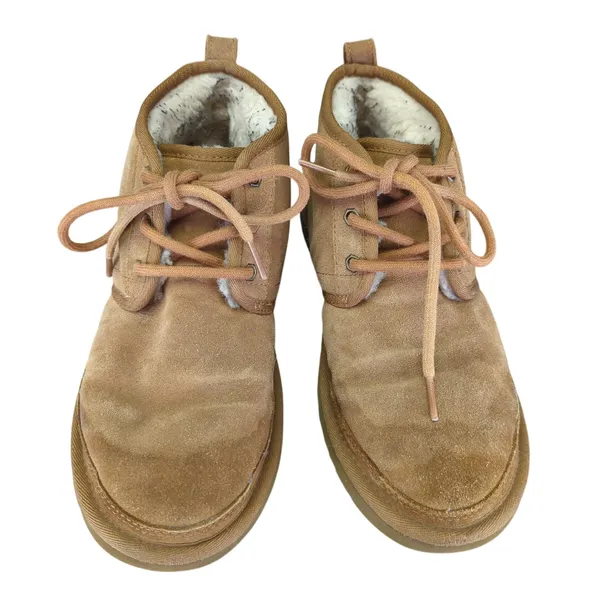 UGG Neumel Chukka‎ Boots Tan Suede Shearling Lined Lace Up Women 7 3236 - Image 9