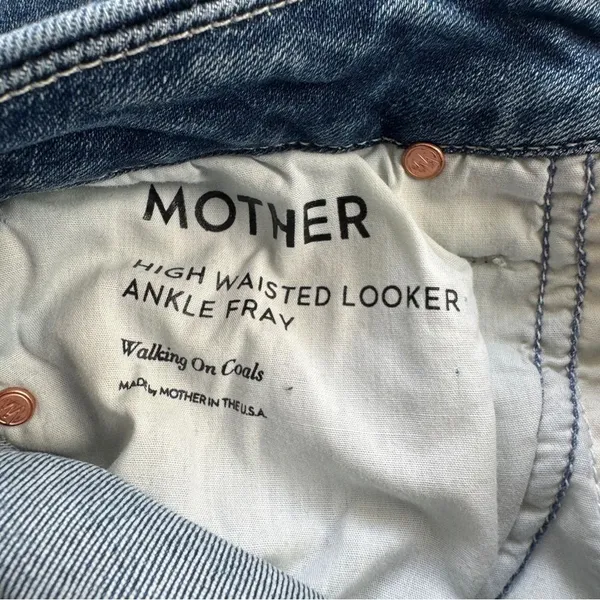 Mother High Waisted Looker Ankle Fray Jeans Walking on Coals Size 24 - Image 8