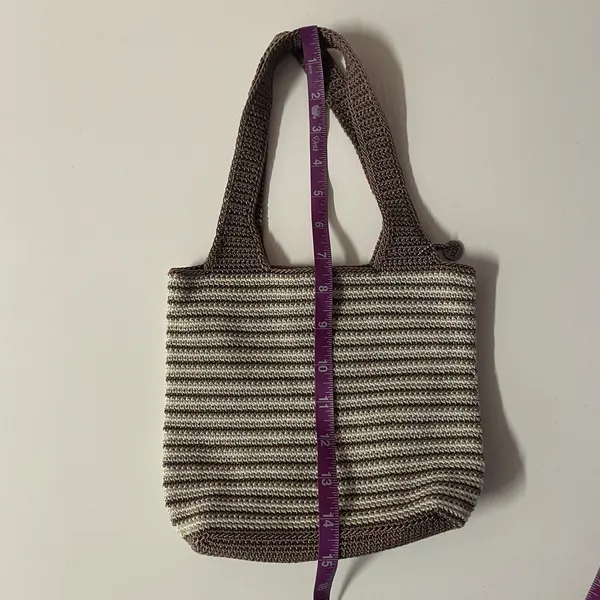 The Sak Small Brown & Cream Striped Knit Handbag GUC - Image 7