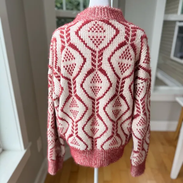 POL White Burgundy Mockneck Sweater Size Large - Image 9
