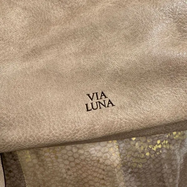 Via Luna Boutique Boho Taupe Vegan Leather Shoulder Satchel Bag Purse - Image 5