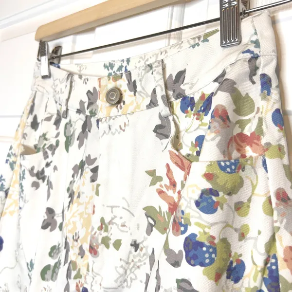 Lulus NWT Garden Cutie Ivory Floral Cotton‎ Twill High Rise Wide Leg Pants XS - Image 4