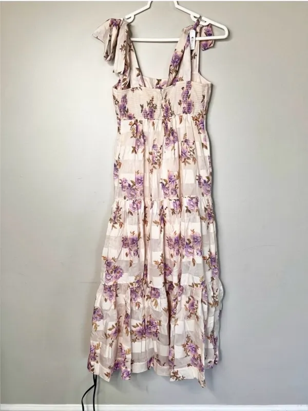 Zimmermann Rosa stripped picnic dress midi floral ruffles size OP/XS - Image 8