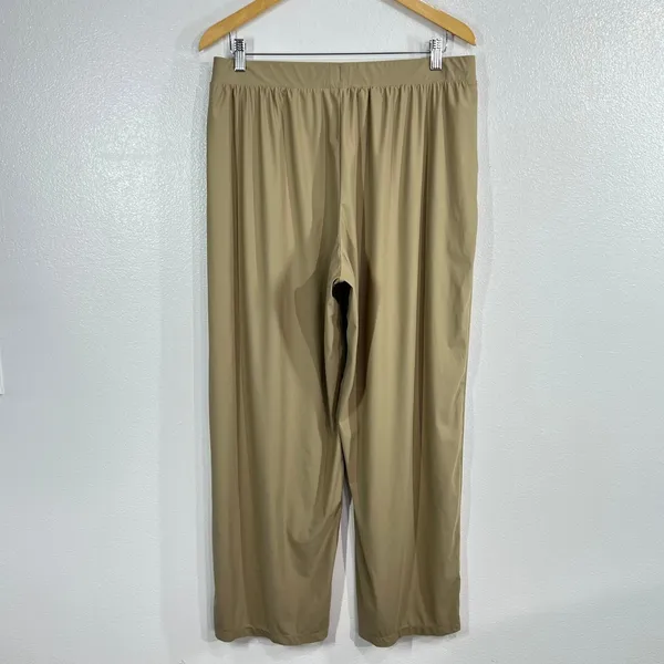 Uniqlo Ultra Stretch AIRism Straight Wide Pants Womens XL Khaki Beige UV Protect - Image 4