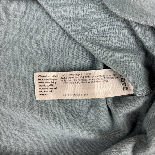 Eileen Fisher Shirt Womens M Blue V-Neck Short Sleeve Organic Cotton Jersey Top - Image 8