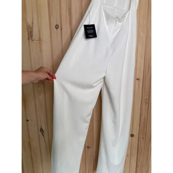 NWT Lulus Striking Elegance White Cutout Backless Halter Jumpsuit Elegant Sz S - Image 8