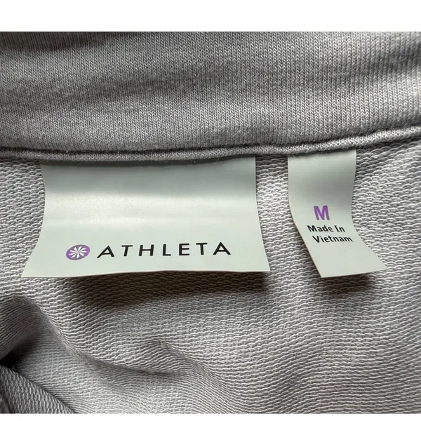 Athleta Womens Gray Quilted Hybrid Quarter Zip Pullover Sweatshirt Size M‎ - Image 3