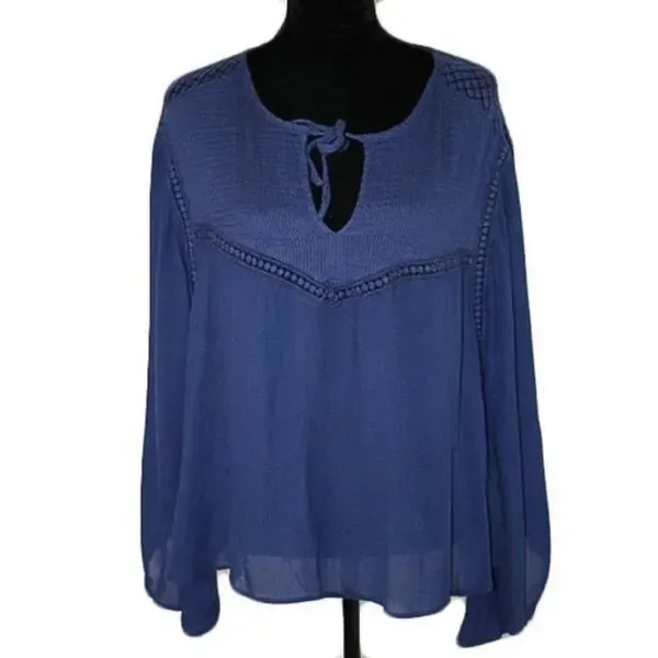 Volcom Peaceazy Blue Blouse Women's Size M - Image 2