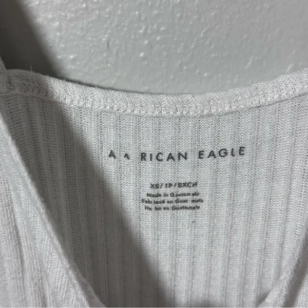 American‎ Eagle Women White Tank Top Crop Button Front Knit Size XS - Image 3