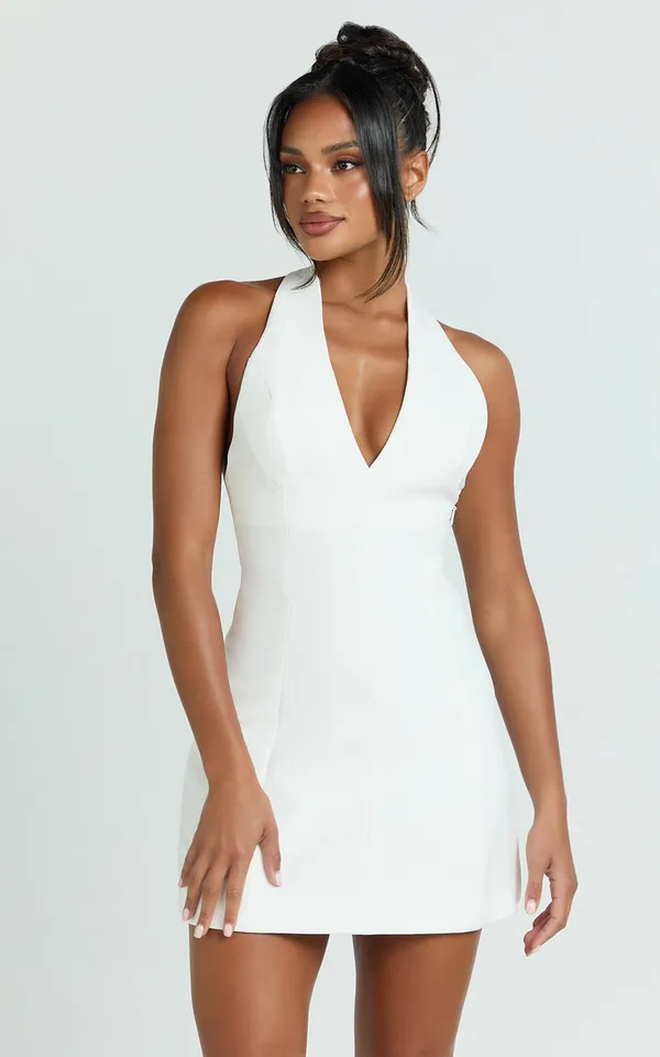 New Showpo Yelena Mini Dress Halter Neck Bow Mini Dress Size Small MSRP $109 - Image 3