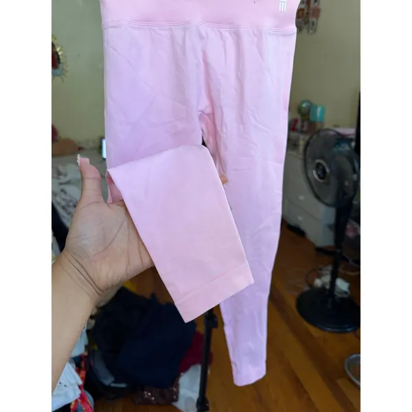 DFYNE Dynamic High Waisted Ribbed Leggings‎ Baby Pink Size Small Workout - Image 6